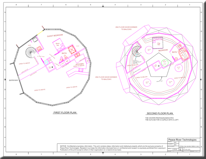 40 ft Dome Home FloorPlan and Fishhouse Floorplan Examples